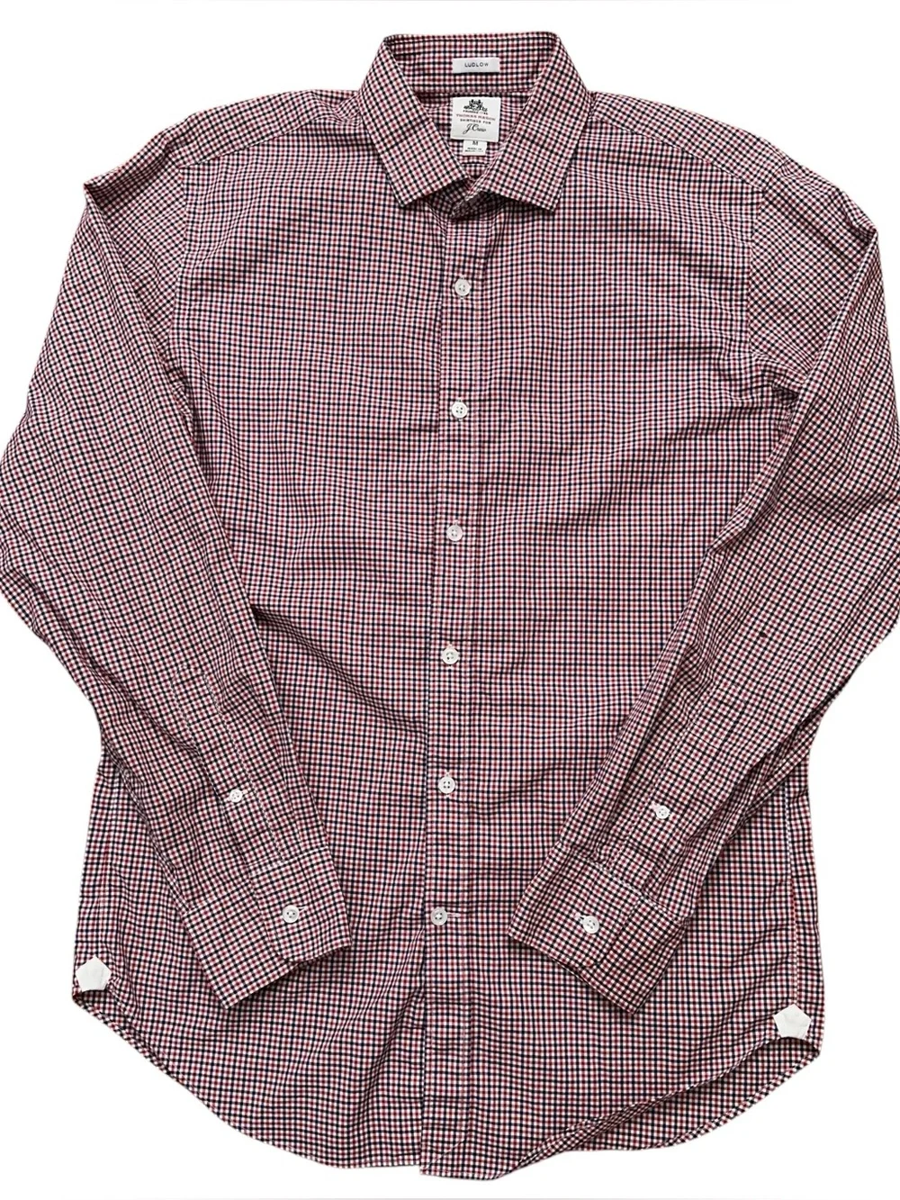 J.Crew Thomas Mason Ludlow Shirt Mens Size M Long Sleeve Button Check Red